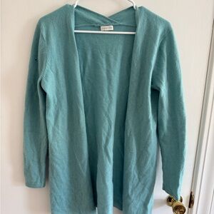 Garnet Hill Open-Front Teal cashmere Cardigan